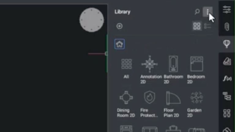 The Built-In Blocks Library menu in BricsCAD Lite Perpetual shown on a menu.