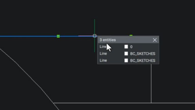 The Cycle Selection Menu in BricsCAD Pro Perpetual